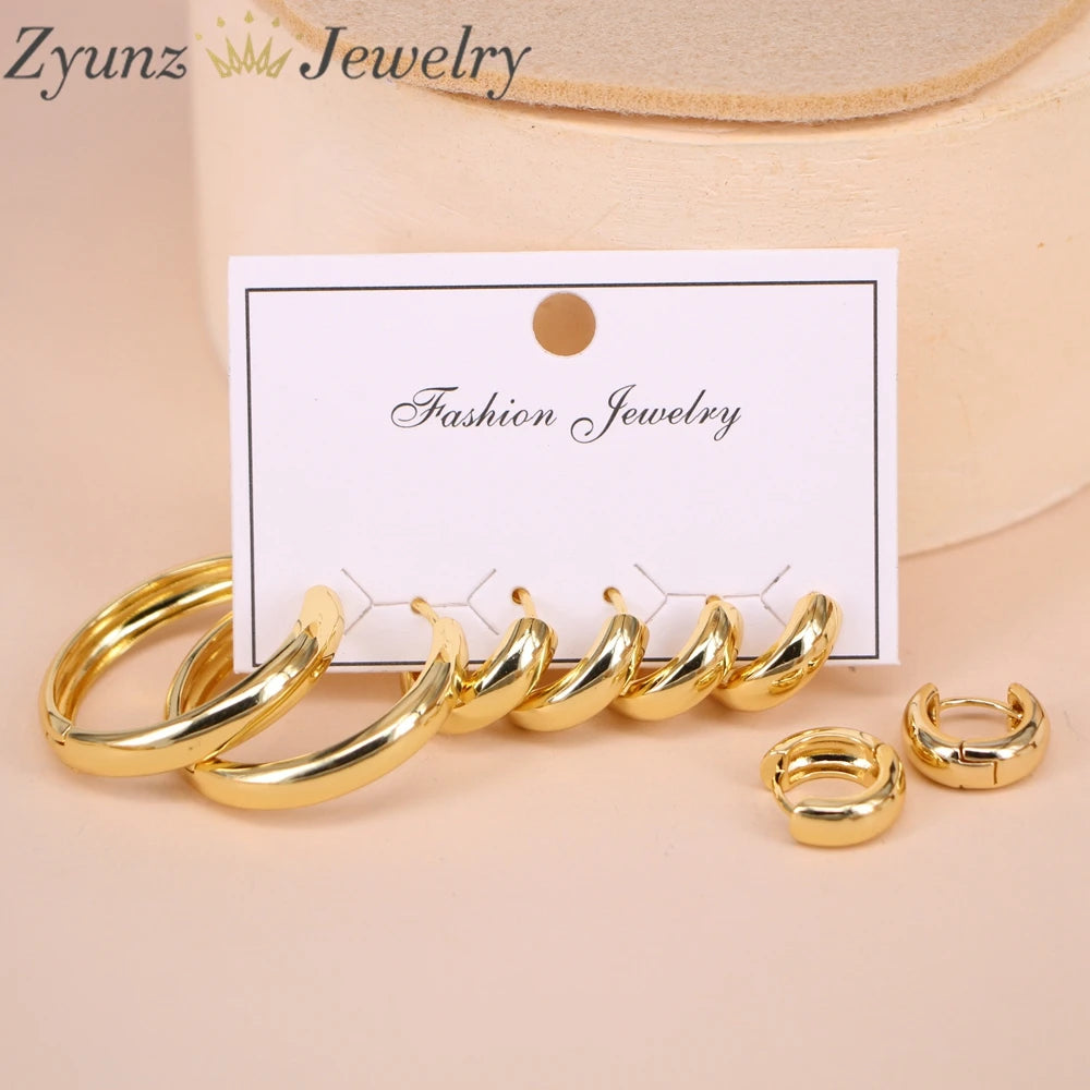 10 Pairs Hoop Earrings Copper Round Circle Statement Vintage Jewelry