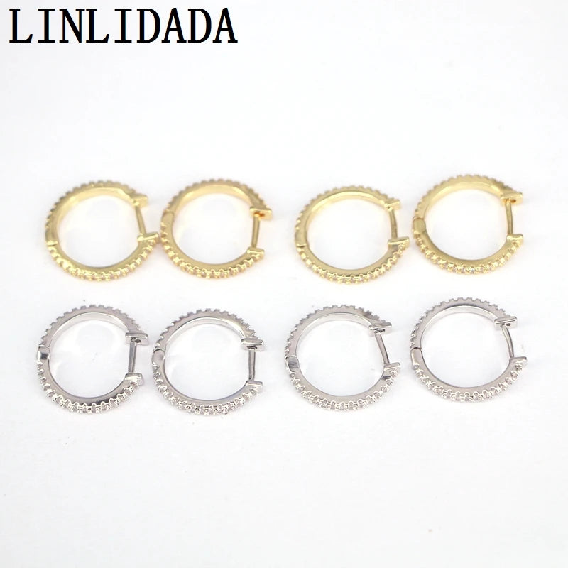 10 Pairs Silver CZ Zirconia Pave Hoop Earrings Jewelry Accessories