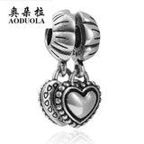 10 Pairs Double Hearts Dangles Silver Plated Charms DIY Accessory