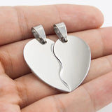 10 Pairs Split Heart Stainless Steel Charm Pendant 2 Half Heart Tag Pendants
