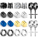 10 Pairs CZ Magnet Stud Earrings Stainless Steel Non Piercing Magnetic Set