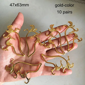 10 Pairs Metal Filigree Lucky Birds Scroll DIY Hair Accessory Materials
