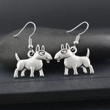 10 Pairs Bull Terrier Dog Dangle Earrings, Retro Cartoon Pet Jewelry for Women