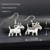 10 Pairs Bull Terrier Dog Dangle Earrings, Retro Cartoon Pet Jewelry for Women