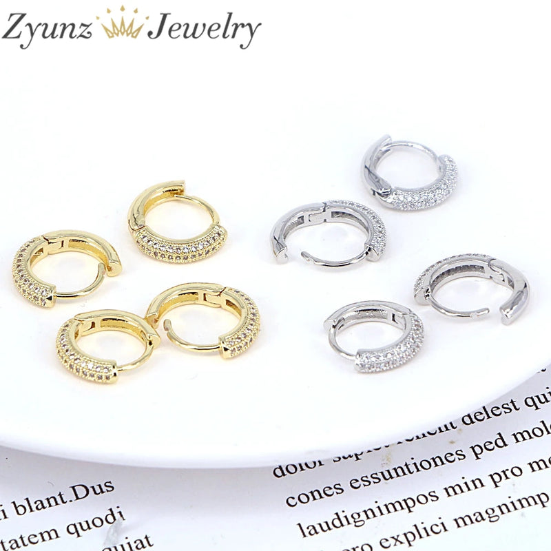 Geometric Statement Hoop Earrings with Clear CZ for Women
