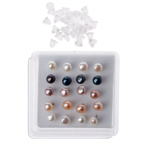 10 Pairs 6MM Pink Freshwater Pearl Stud Earrings Women, Round Shape