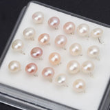 10 Pairs 6MM Pink Freshwater Pearl Stud Earrings Women, Round Shape