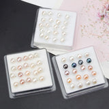 10 Pairs 6MM Pink Freshwater Pearl Stud Earrings Women, Round Shape