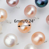 10 Pairs 6MM Pink Freshwater Pearl Stud Earrings Women, Round Shape