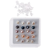10 Pairs 6MM Pink Freshwater Pearl Stud Earrings Women, Round Shape