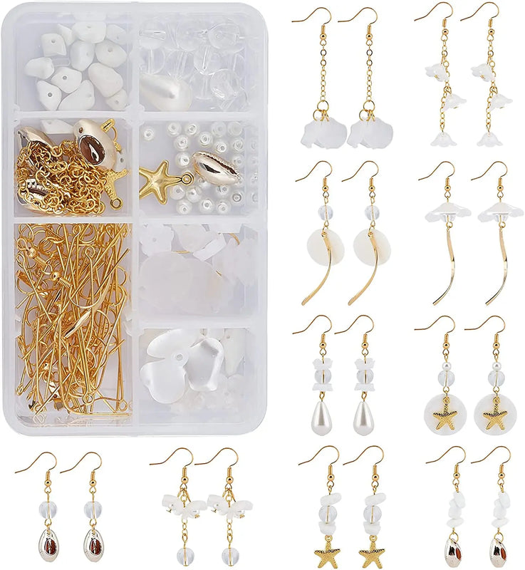Earring Making Kit: 10 Pairs with Charms, Caps & Starfish