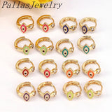 10 Pairs CZ Eye Earrings, Plated Round Eye Earrings, Enamel Charm Earrings