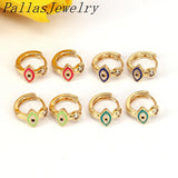 10 Pairs CZ Eye Earrings, Plated Round Eye Earrings, Enamel Charm Earrings