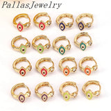 10 Pairs CZ Eye Earrings, Plated Round Eye Earrings, Enamel Charm Earrings
