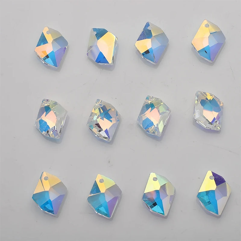 10 Pcs 12X15MM Crystal Beads Jewelry Pendants Glass Charms Rhinestone Gems