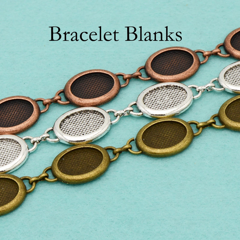 10 Pcs Oval Bezel Bracelet Tray, Fits 13x18mm Inserts