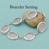 10 Pcs Oval Bezel Bracelet Tray, Fits 13x18mm Inserts