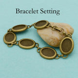 10 Pcs Oval Bezel Bracelet Tray, Fits 13x18mm Inserts