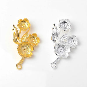 10 Pcs Flower Branch Pendant Charms for DIY Hair Accessories Jewelry Making