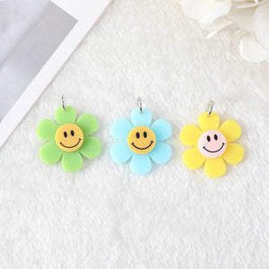 10 Pcs 28MM Acrylic Flowers Charms for Crafts & Jewelry