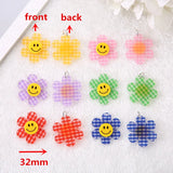 10 Pcs 28MM Acrylic Flowers Charms for Crafts & Jewelry