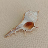 10 Pcs Natural Conch Spiral Shell 31x63mm Plated Pendant DIY