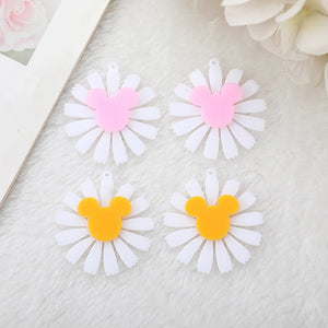 10 Pcs Acrylic Flowers Charms 37*39MM Flatback Crafts for Earrings Keychain Diy