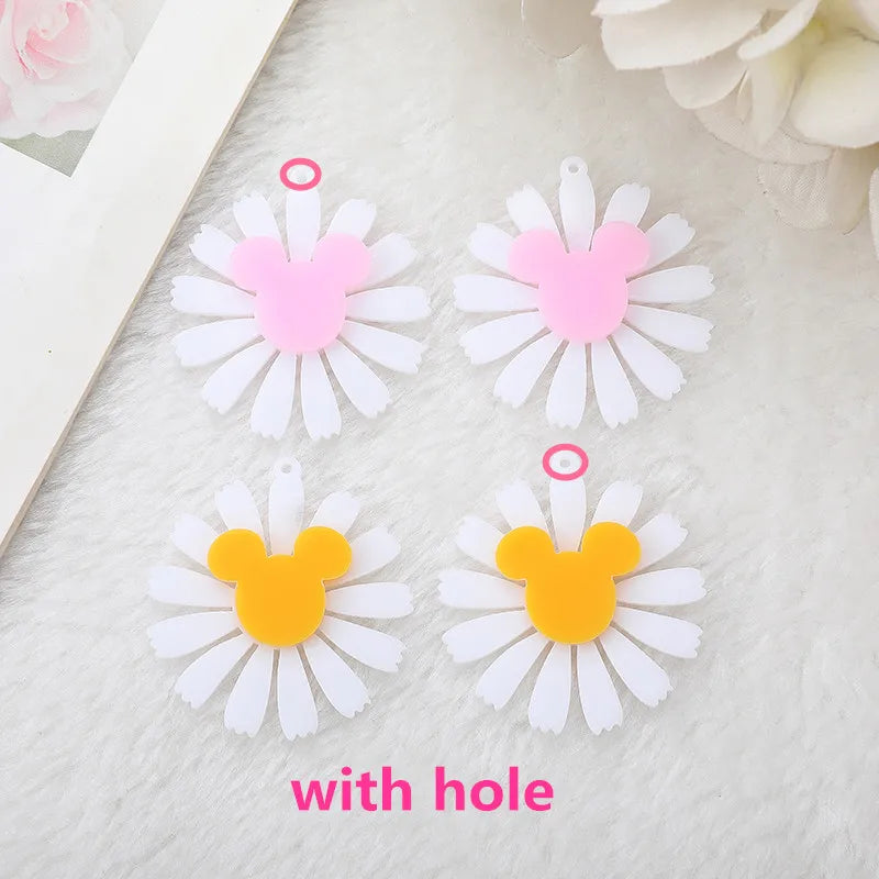 10 Pcs Acrylic Flowers Charms 37*39MM Flatback Crafts for Earrings Keychain Diy