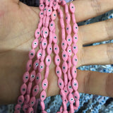 10 Pcs 5x10mm Pink MOP Shell Evil Eye Beads DIY Jewelry