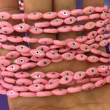 10 Pcs 5x10mm Pink MOP Shell Evil Eye Beads DIY Jewelry