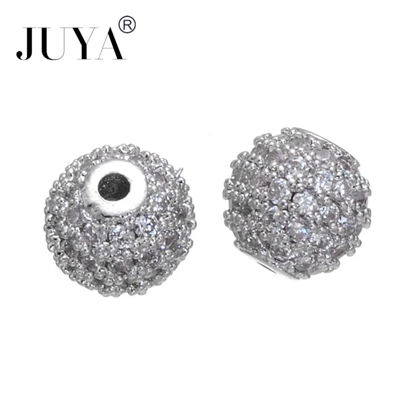 10 Pcs 6mm Round Ball CZ Beads DIY Jewelry Making Lucky Charm Pendants