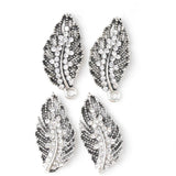 10 Pcs Antique Silver Leaf Charms Pendant Metal Rhinestone DIY Jewelry Making