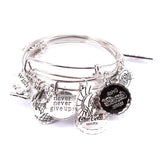 10 Pcs Bangle Set with Bottle Cap Letters Charm Bracelets for Women