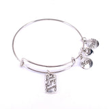 10 Pcs Hope Love Faith Charm Bracelets - Silver Adjustable Bangles