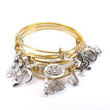 10 Pcs Bangle Set Musical Note Charm Bracelets for Women Cuff Jewelry