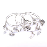 10 Pcs Bangle Set Musical Note Charm Bracelets for Women Cuff Jewelry