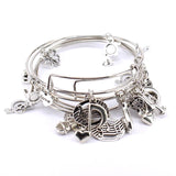 10 Pcs Bangle Set Musical Note Charm Bracelets for Women Cuff Jewelry