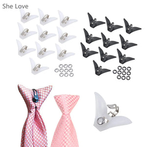10 Pcs Plastic Triangle Tie Clips for Gift Wedding Party Ties Men Accessories
