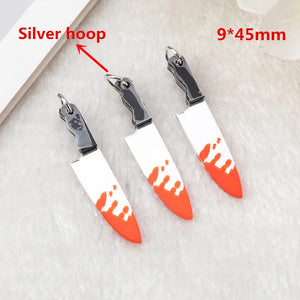10 Pcs Blood Charms Acrylic Halloween Weapon Shape Punk Findings
