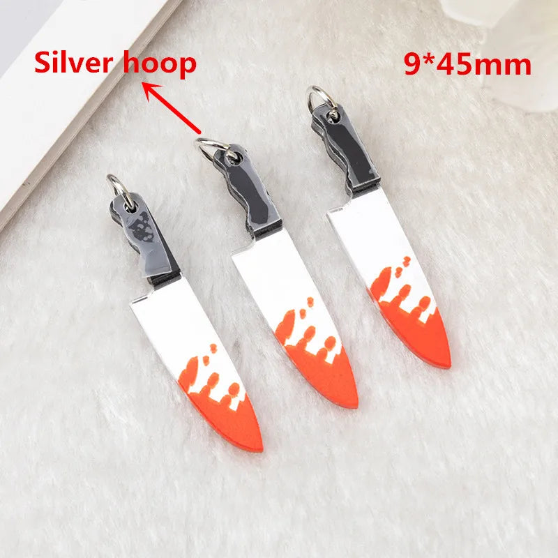 10 Pcs Blood Charms Acrylic Halloween Weapon Shape Punk Findings