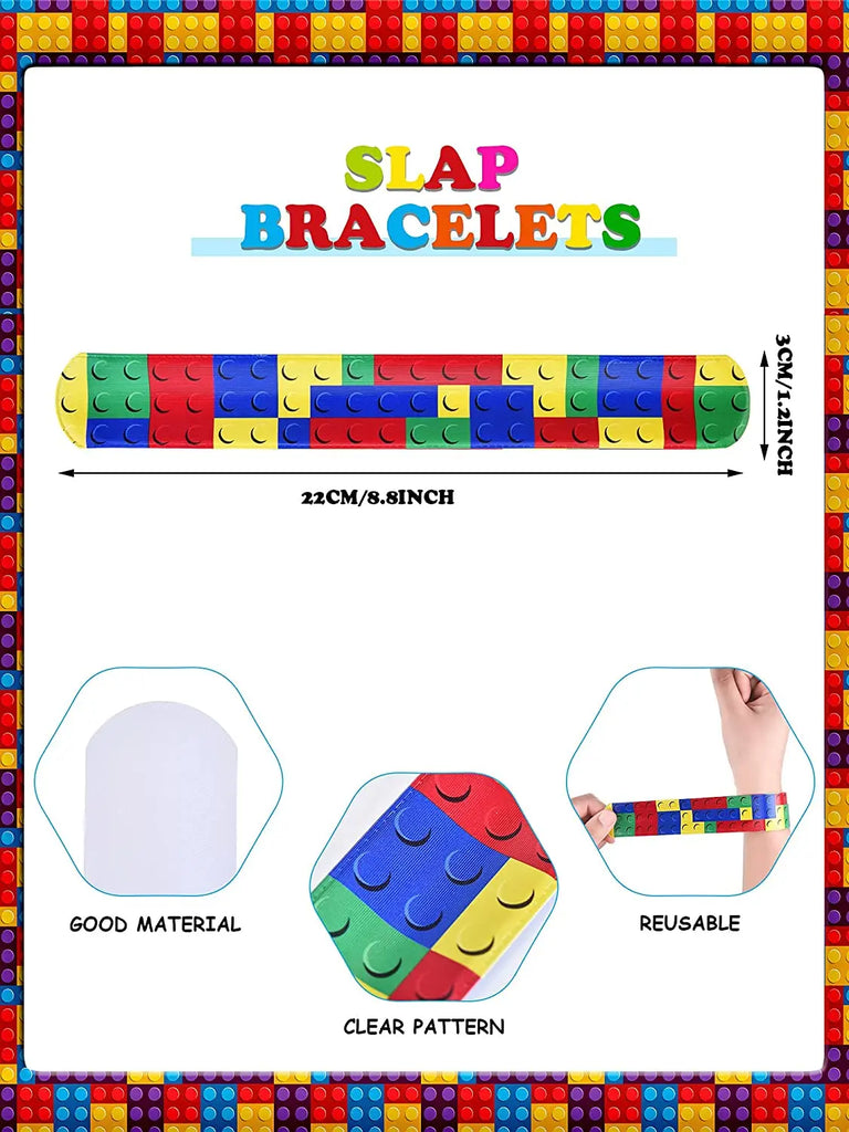 10 Pcs Brick Slap Bracelet Colorful Party Favors Pack for Kids
