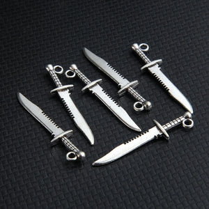 10 Pcs Sword Pendants for Necklace Bracelet DIY Craft