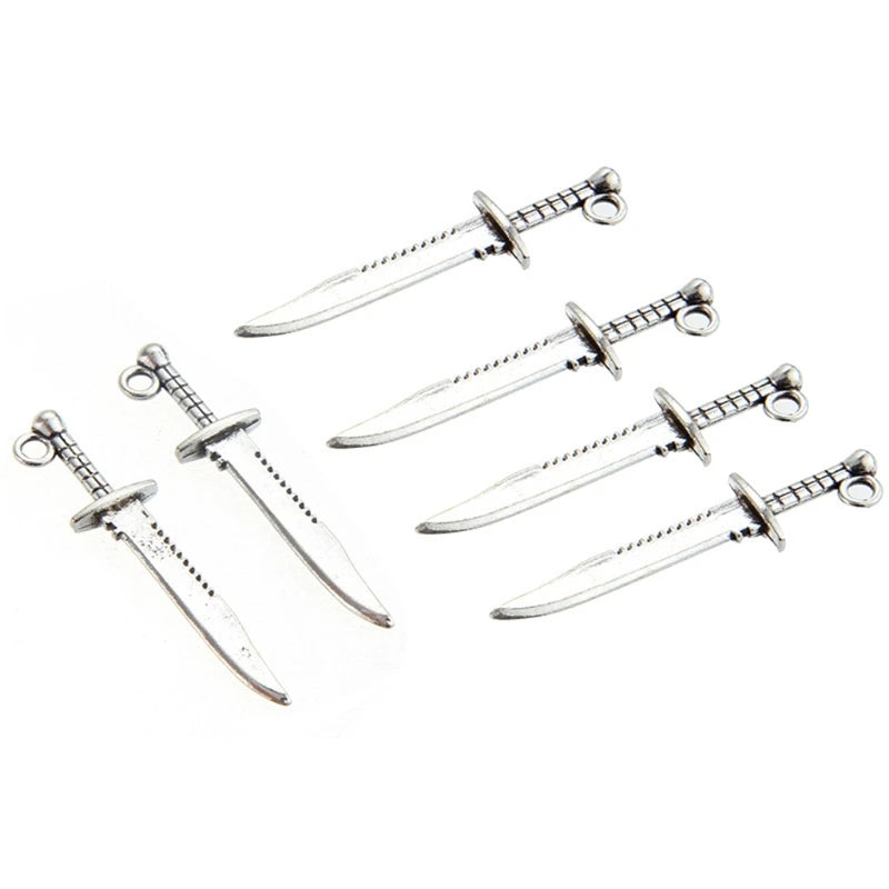 10 Pcs Sword Pendants for Necklace Bracelet DIY Craft