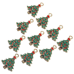 10 Pcs Christmas Tree Pendant Jewelry Accessories DIY Materials