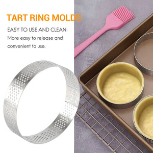 10 Pcs Stainless Steel Tart Ring Cake Mould Baking Tools, 8cm