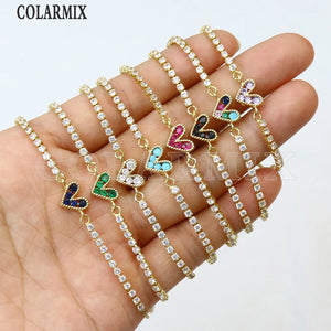 10 Pcs Tennis Chain Heart Bracelet Women Jewelry Gift