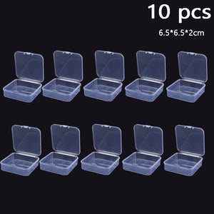 10 Pcs Clear Storage Container Plastic Boxes Hinged Lid Jewelry Crafts