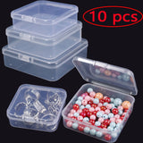 10 Pcs Clear Storage Container Plastic Boxes Hinged Lid Jewelry Crafts