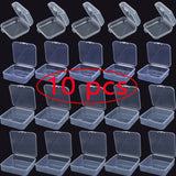 10 Pcs Clear Storage Container Plastic Boxes Hinged Lid Jewelry Crafts