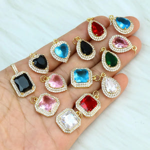 10 Pcs Crystal Charms Pendant Accessories for Women Jewelry Gift